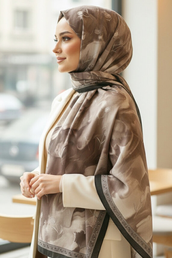 Soft Mist Serisi Pamuk Şal Vizon - 27985-VIZON - 2