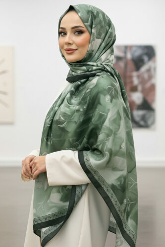 Soft Mist Serisi Pamuk Şal Yesil - 27985-YESIL - 2