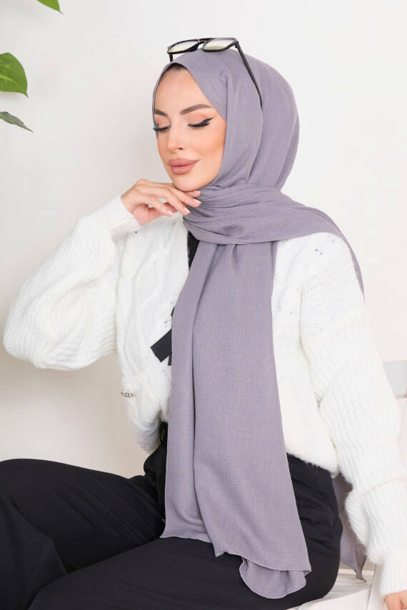 Soft Pamuk Şal Gri - 23352 - 3
