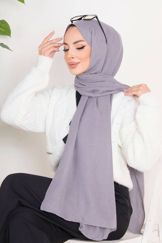 Soft Pamuk Şal Gri - 23352 - 4