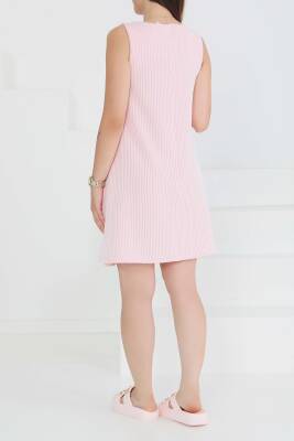 Su Yolu Fermuarlı Elbise Pembe - 27502 - 5