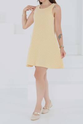 Su Yolu Fermuarlı Elbise Sari - 27502 - 2
