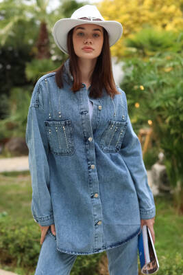 Taş Detaylı İkili Takım Buz Mavi - 25364 - 9