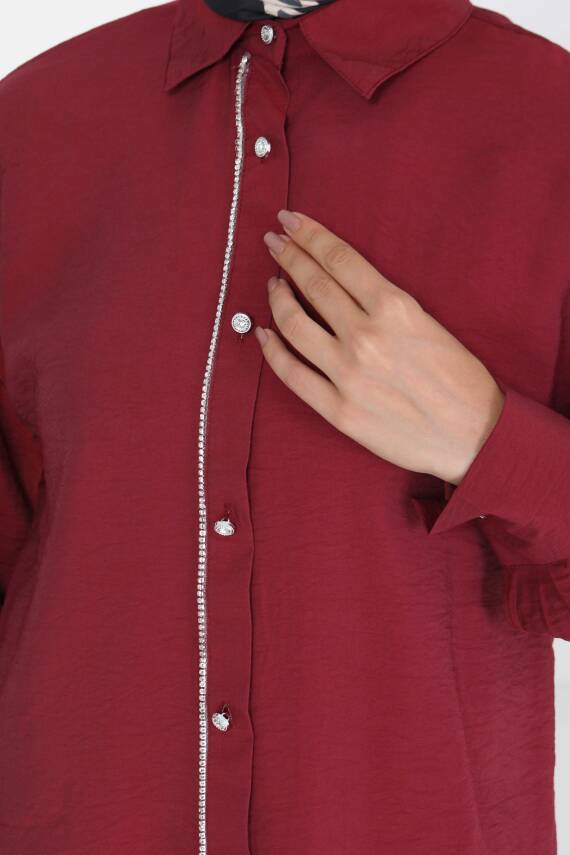 Taş Detaylı Tunik Bordo - 27432 - 4