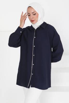 Taş Detaylı Tunik Lacivert - 27432 