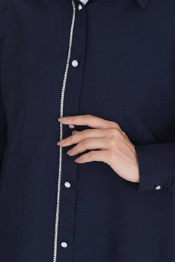 Taş Detaylı Tunik Lacivert - 27432 - 4
