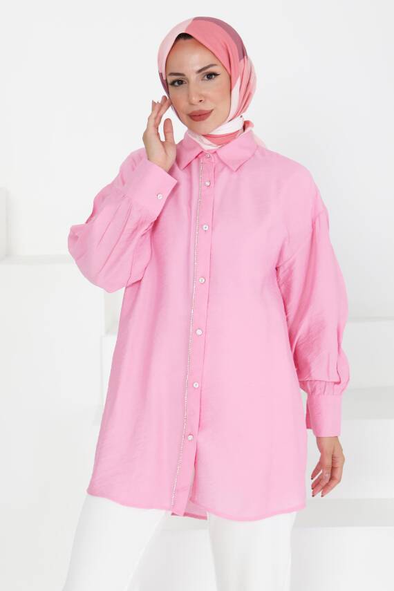 Taş Detaylı Tunik Pembe - 27432 - 2