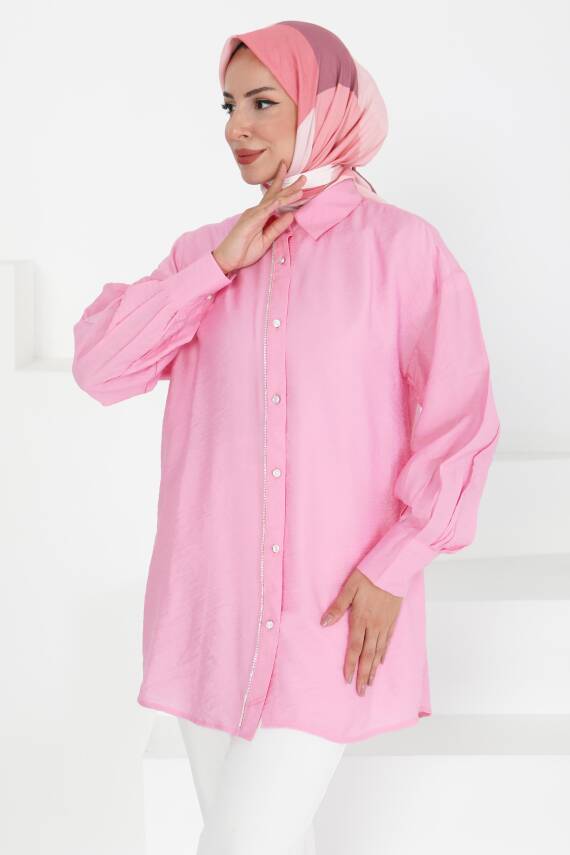 Taş Detaylı Tunik Pembe - 27432 - 3
