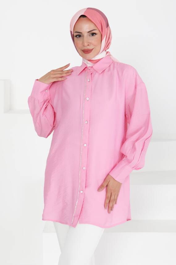 Taş Detaylı Tunik Pembe - 27432 - 4