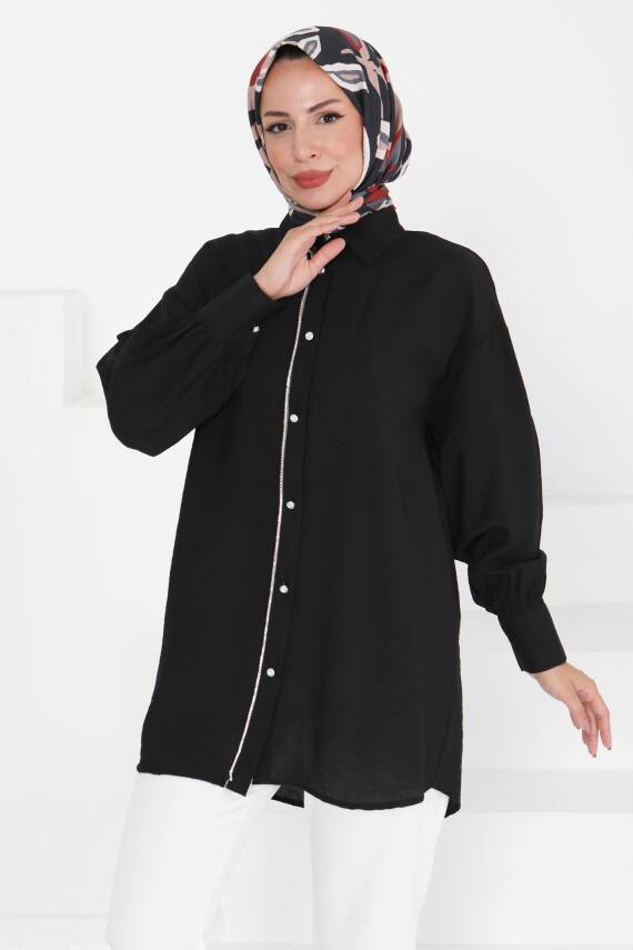 Taş Detaylı Tunik Siyah - 27432 - 2
