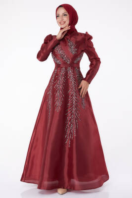 Taşlı Prenses abiye Bordo - 26250 