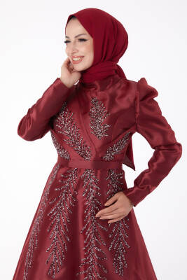 Taşlı Prenses abiye Bordo - 26250 - 3