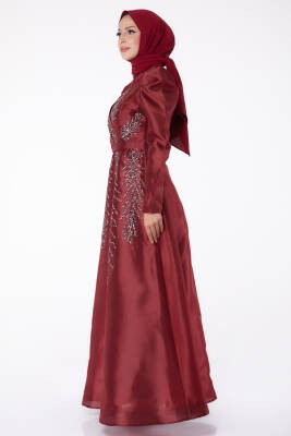 Taşlı Prenses abiye Bordo - 26250 - 4