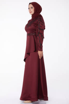 Taşlı Prenses abiye Bordo - 26252 - 4