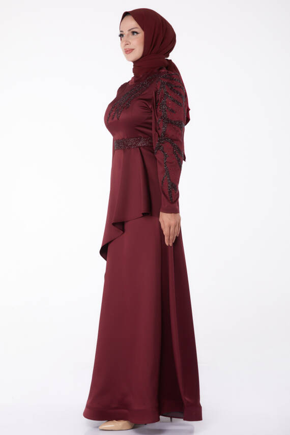Taşlı Prenses abiye Bordo - 26252 - 4