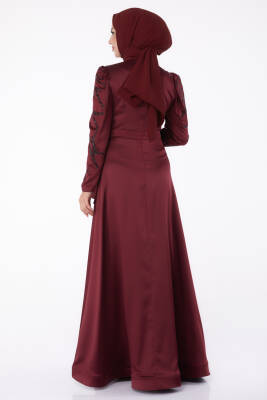 Taşlı Prenses abiye Bordo - 26252 - 5