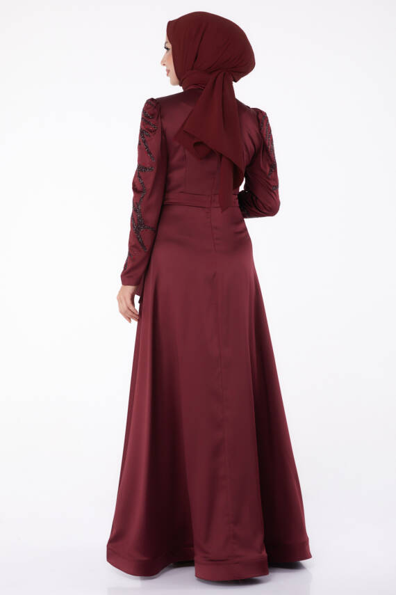 Taşlı Prenses abiye Bordo - 26252 - 5