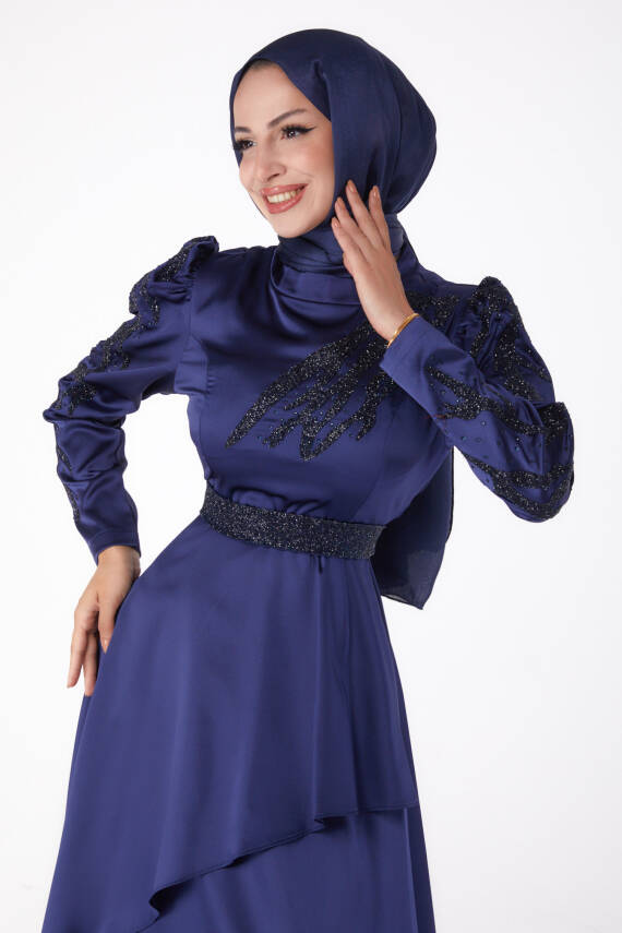 Taşlı Prenses abiye Lacivert - 26252 - 3