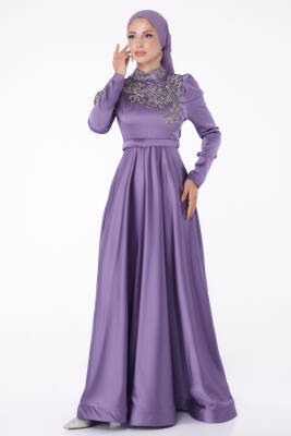 Taşlı Prenses abiye Mor - 26251 - 2