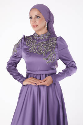 Taşlı Prenses abiye Mor - 26251 - 3