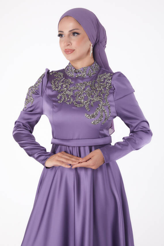 Taşlı Prenses abiye Mor - 26251 - 3