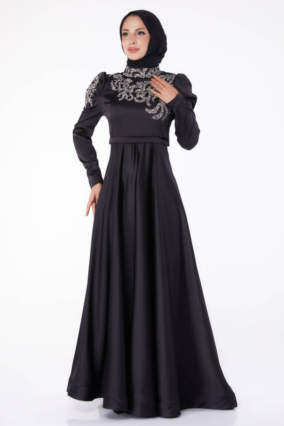 Taşlı Prenses abiye Siyah - 26251 - 1