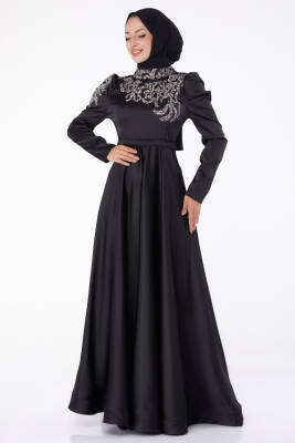 Taşlı Prenses abiye Siyah - 26251 - 2