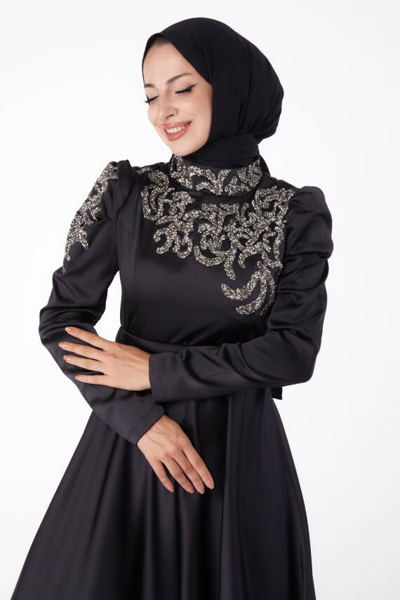Taşlı Prenses abiye Siyah - 26251 - 3