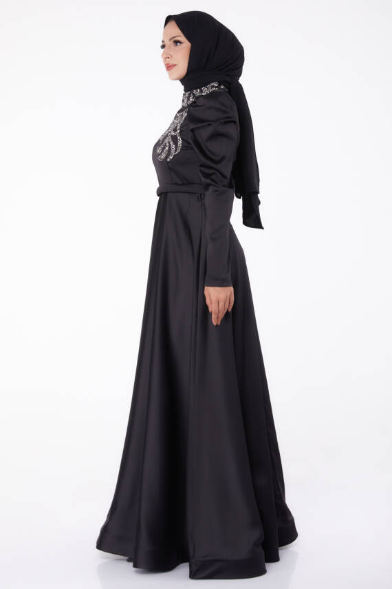 Taşlı Prenses abiye Siyah - 26251 - 4