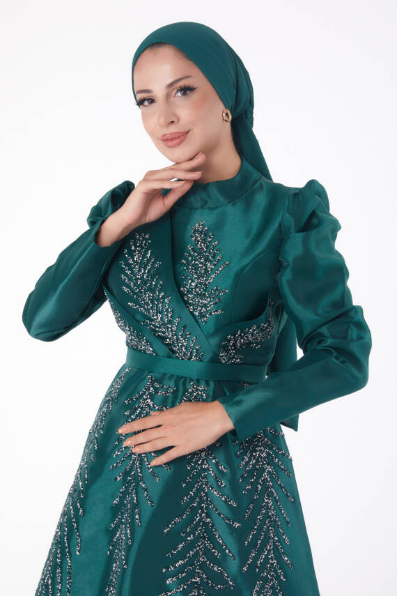 Taşlı Prenses abiye Zümrüt - 26250 - 3