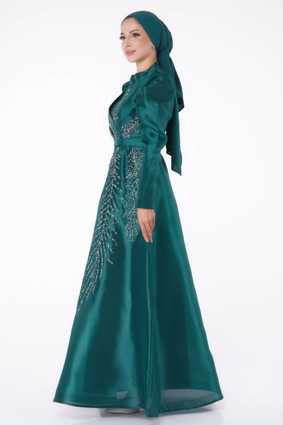 Taşlı Prenses abiye Zümrüt - 26250 - 4