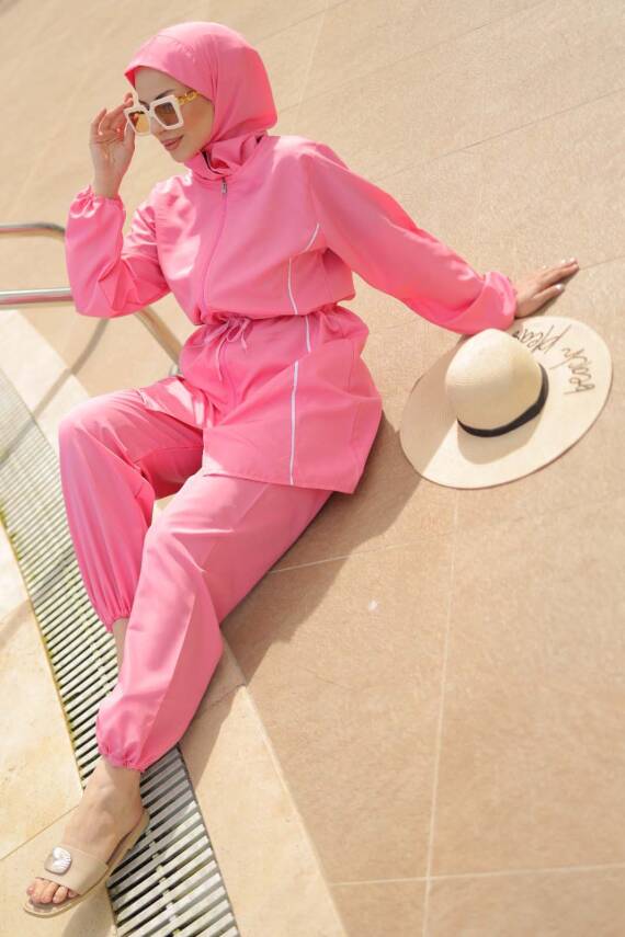 Tesettür Mayo Takımı Pembe - 27096 - 5