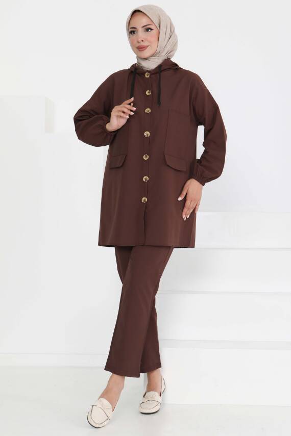 Tunik Pantolon İkİli Takım Kahve - 27290 - 1