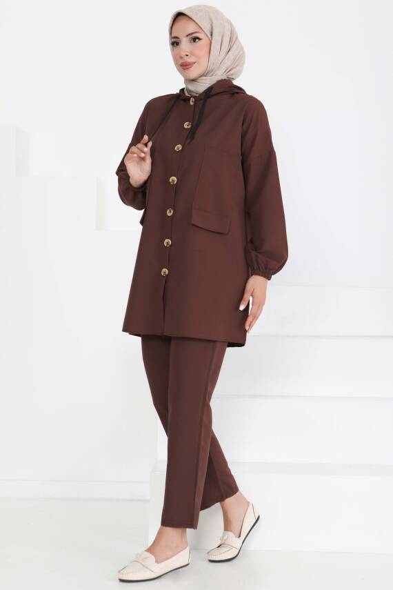 Tunik Pantolon İkİli Takım Kahve - 27290 - 3
