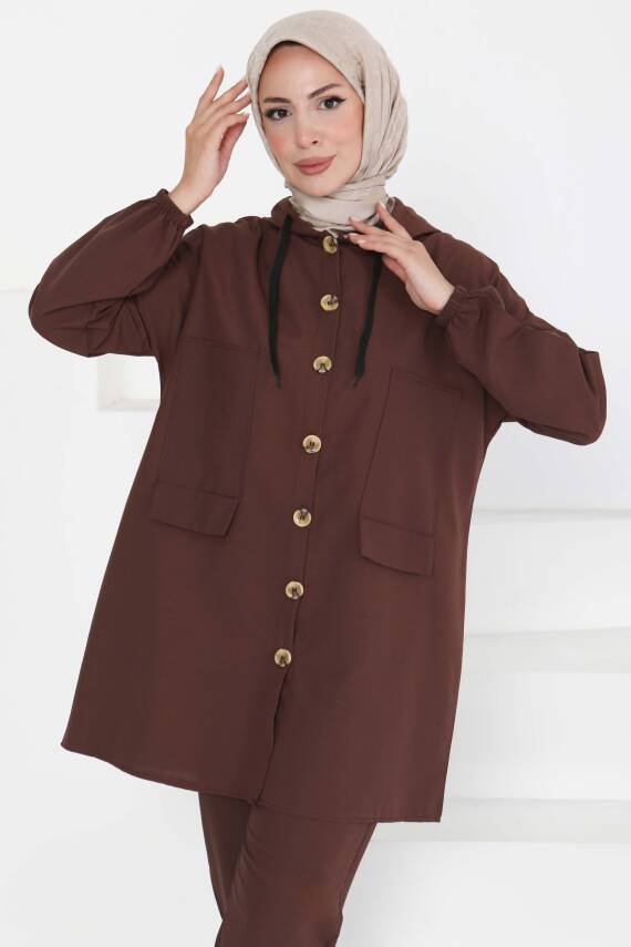 Tunik Pantolon İkİli Takım Kahve - 27290 - 4