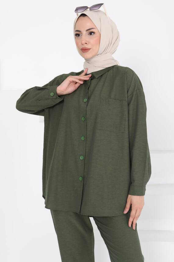 Tunık Pantolon İkili Takım Koyu Haki - 27086 - 4