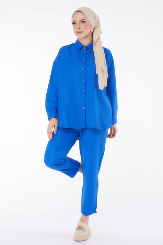 Tunık Pantolon İkili Takım Saks - 27086 - 2