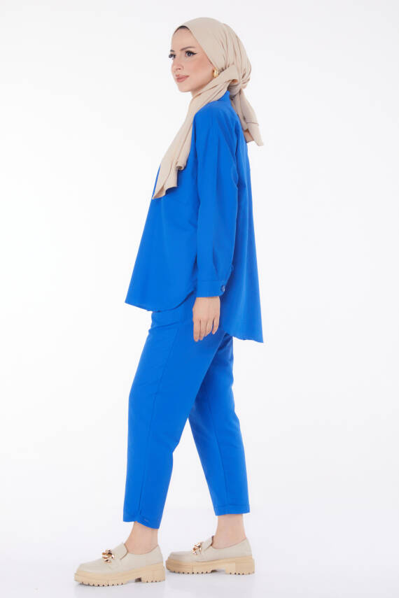 Tunık Pantolon İkili Takım Saks - 27086 - 3