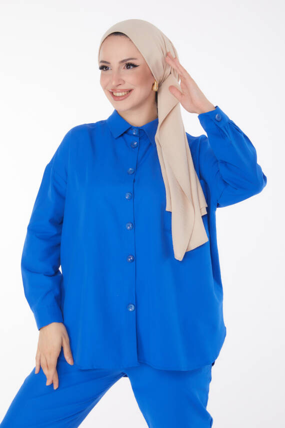 Tunık Pantolon İkili Takım Saks - 27086 - 7