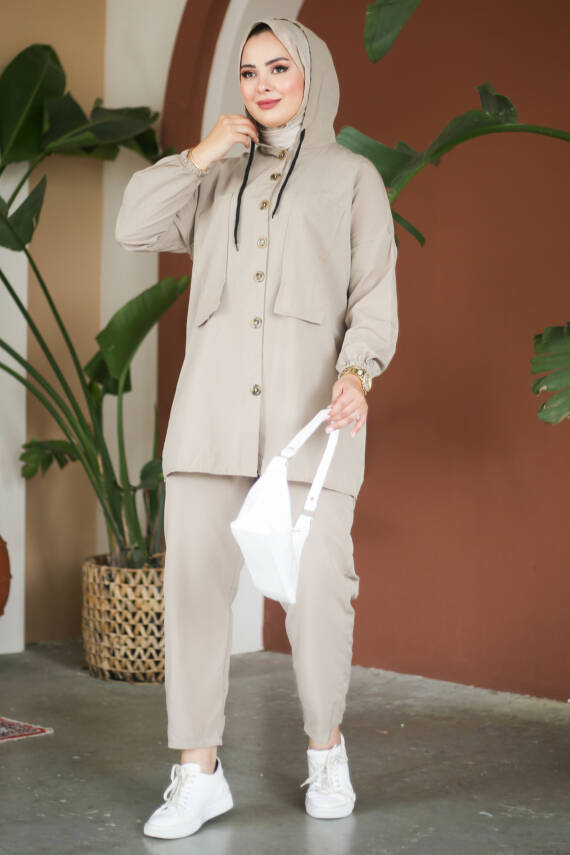 Tunik Pantolon İkİli Takım Vizon - 27290 - 3