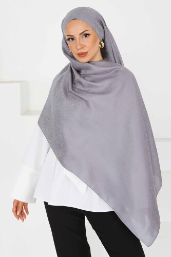 Vintage Monagram Şal Gri - 27593 