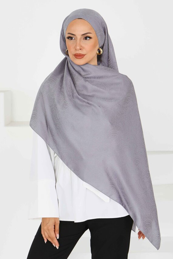 Vintage Monagram Şal Gri - 27593 - 3