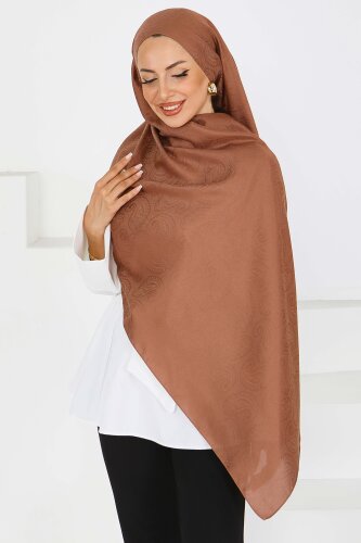 Vintage Monagram Şal Kahve - 27593 