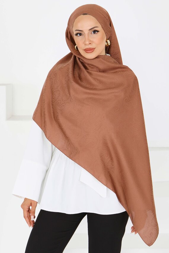 Vintage Monagram Şal Kahve - 27593 - 2