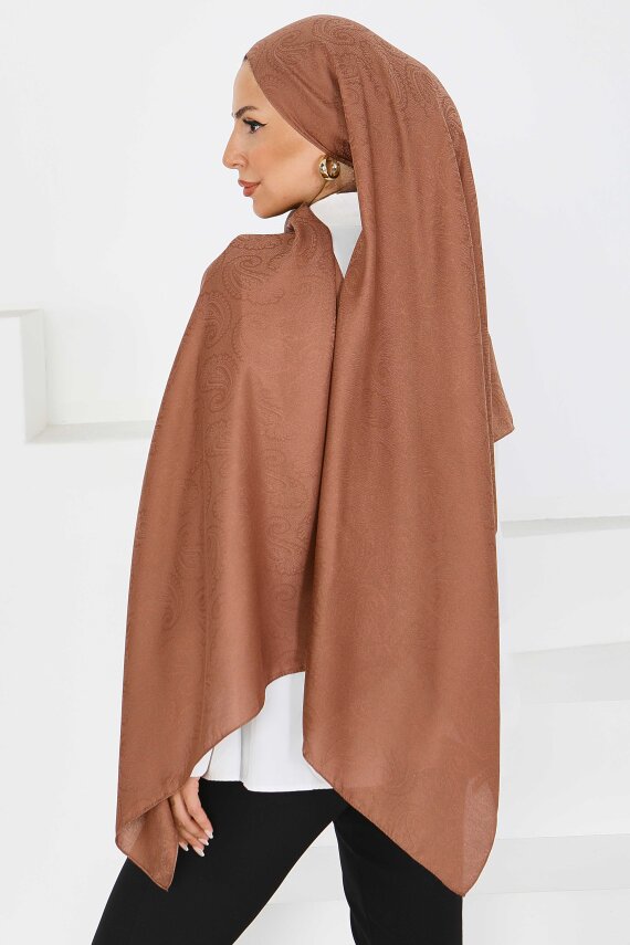 Vintage Monagram Şal Kahve - 27593 - 4