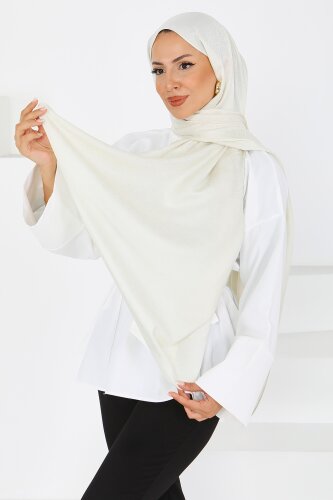 Vintage Monagram Şal Krem - 27593 