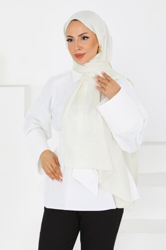 Vintage Monagram Şal Krem - 27593 - 3