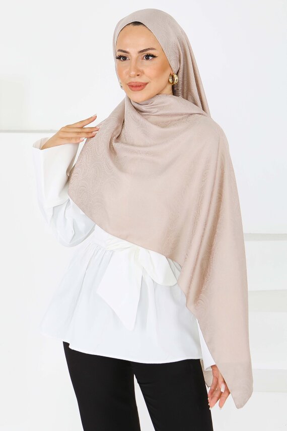 Vintage Monagram Şal Vizon - 27593 - 1