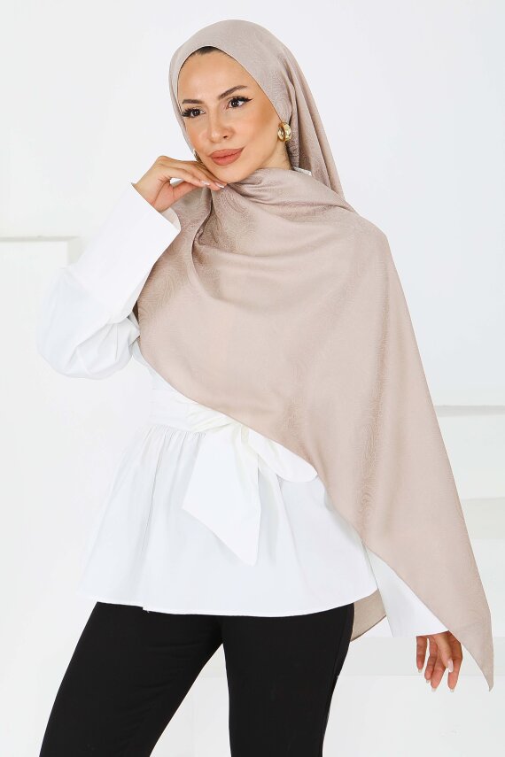 Vintage Monagram Şal Vizon - 27593 - 3
