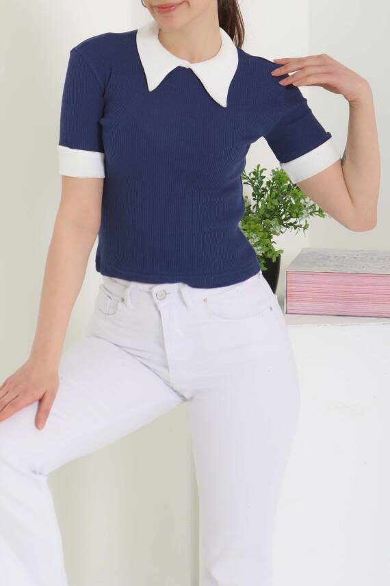 Yaka Garnili Crop Lacivert - 27139 - 5